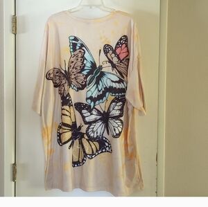 - Plus size yellow tie dye butterfly t-shirt